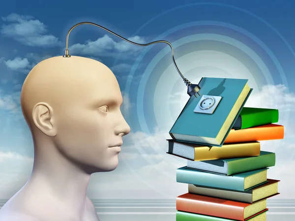 Human mind connecting to some books — Stock Photo, Image