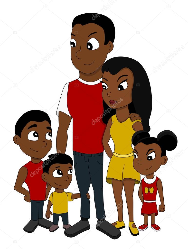 Clipart family of five Family of five cartoon — Stock