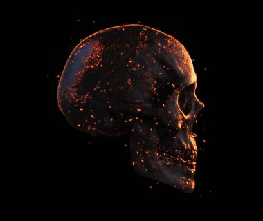 Kafatası izole Burned duvar kağıdı 3d çizim
