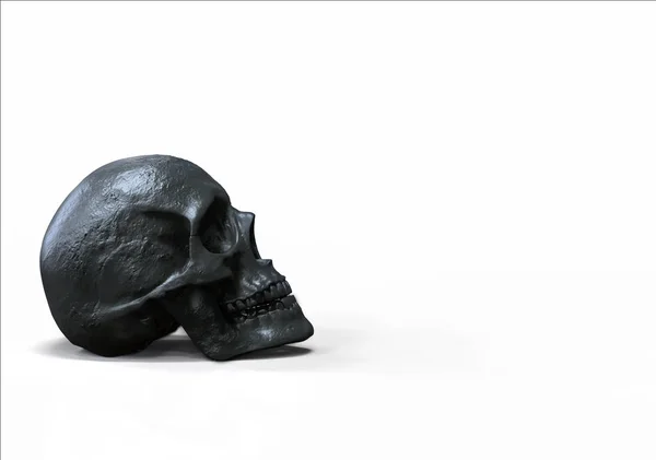 Black Skull Isolated Black Background Illustration — Stock Photo, Image