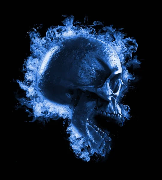 Crâne Brûlé Dans Feu Isolé Papier Peint Rendu Illustration — Photo gratuite
