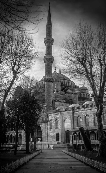 Mezquita Sultanahmet Mezquita Azul Estambul Turquía Vista Exterior Blanco Negro — Foto de Stock