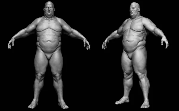 Hombre Gordo Cuerpo Humano Aislado Fondo Negro Ilustración —  Fotos de Stock