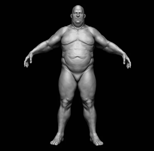 Hombre Gordo Cuerpo Humano Aislado Fondo Negro Ilustración —  Fotos de Stock