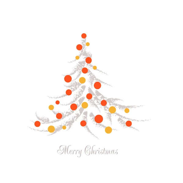 Vánoční strom s červenými kuličkami vektor — Stockový vektor