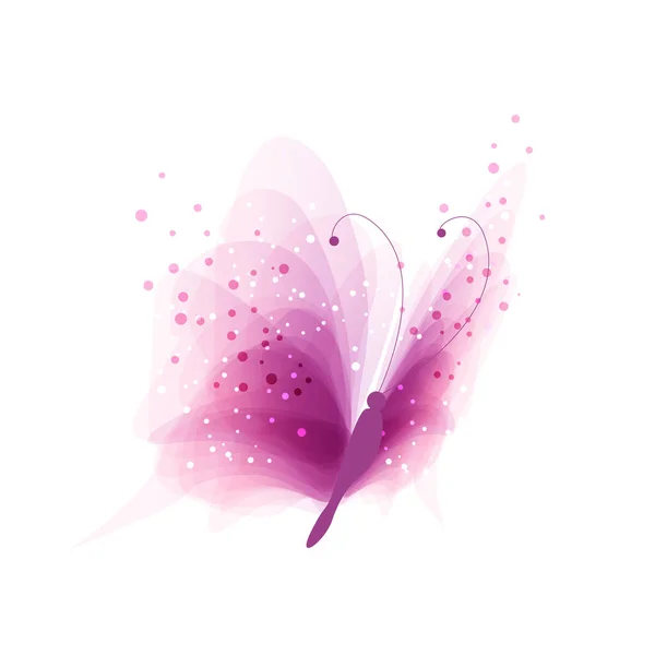 Delicate Roze Vlinder Een Witte Achtergrond — Stockvector