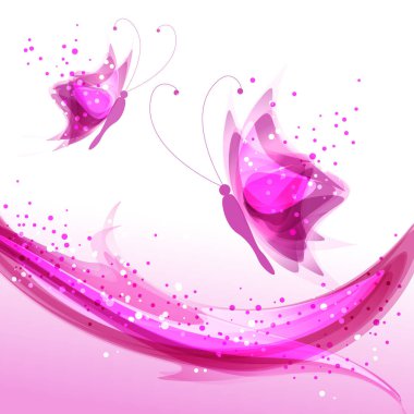 Hassas pembe soyut kelebekler. EPS 10. Şeffaf nesneler içerir.