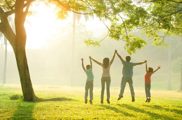 Famiglia asiatica a piedi all'aperto — Foto Stock