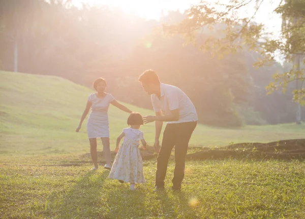 Feliz asiático familia en parque — Foto de Stock