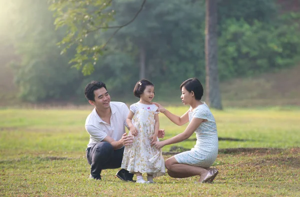 Boldog család a parkban — Stock Fotó