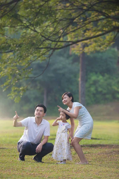 Lycklig familj i parken — Stockfoto