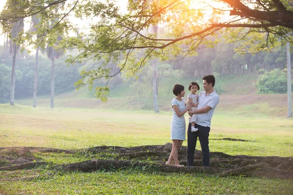 Park 'taki Asyalı aile. — Stok fotoğraf