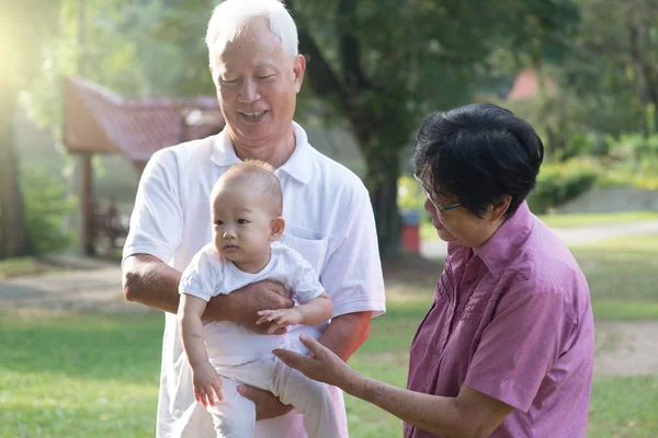 Cinese nonni holding nipote — Foto Stock