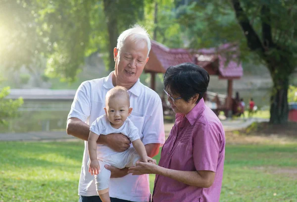 ปู่ย่าตายายจีนถือหลานสาว — ภาพถ่ายสต็อก