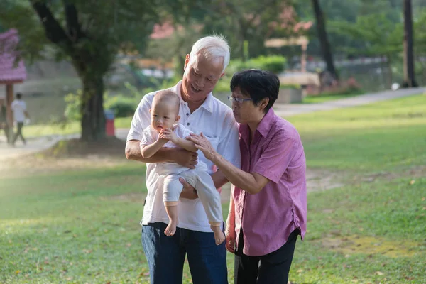 Cinese nonni holding nipote — Foto Stock