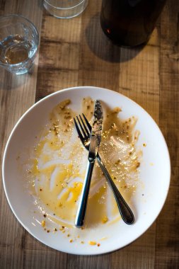 Yemekten sonra boş tabağı sola