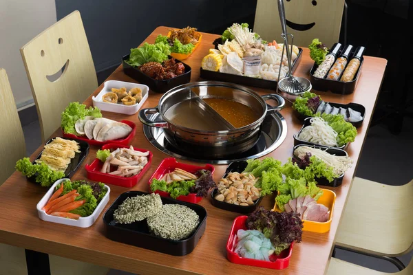 Hot pot with Asian food — Stock Photo, Image