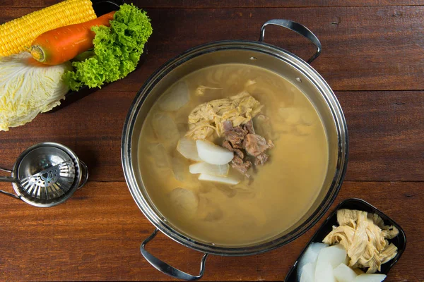Hot pot with boiled lamb meat — Stock Image Hot pot with boiled lamb meat Stock Picture