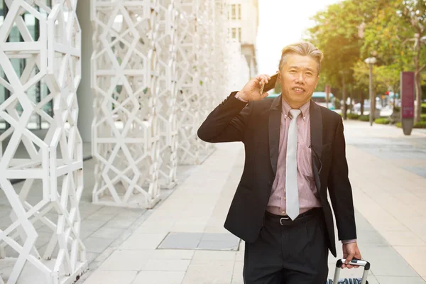 휴대 전화를 통해 이야기 하는 사업 — 스톡 사진