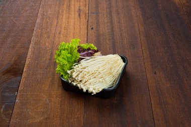 enoki mushroom and fresh lettuce clipart