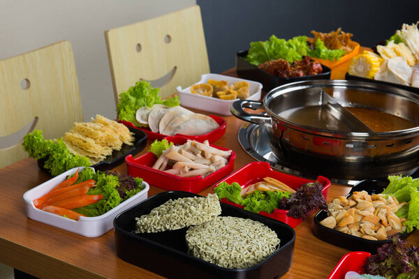  hot pot with Asian food