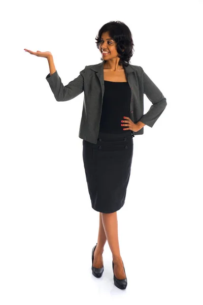 Businesswoman showing hand — Stock Photo, Image