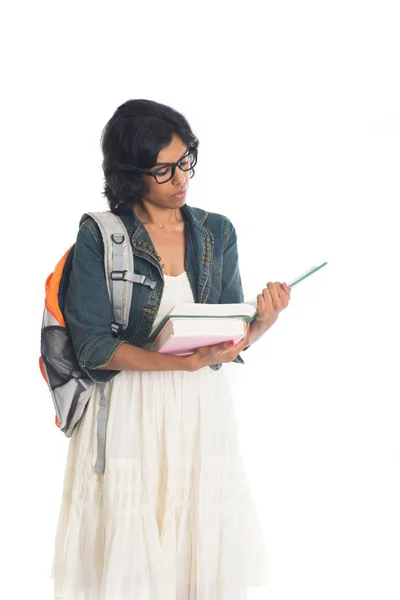 Female student with books and backpack — Stock Photo, Image
