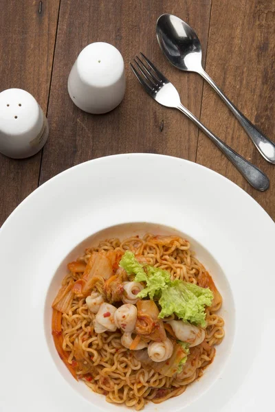 Kimchi Ramen Met Achtergrond — Stockfoto