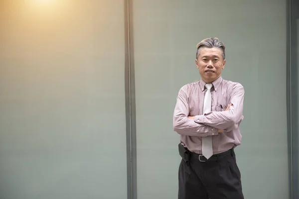 Портрет Азиатского Бизнесмена Позирующего Стены — стоковое фото