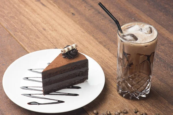 Κέικ Σοκολάτας Και Του Φραπέ — Φωτογραφία Αρχείου