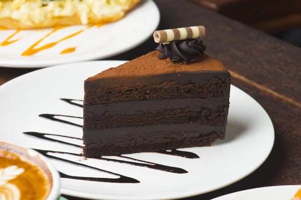 Pastel Chocolate Negro Cerca —  Fotos de Stock