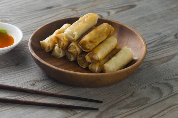 Lumpia Primavera Rolls Comida Asiática — Fotografia de Stock