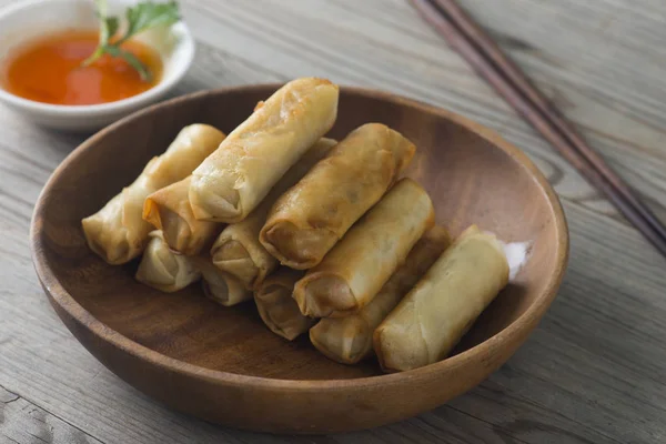 Lumpia Primavera Rolls Comida Asiática — Fotografia de Stock