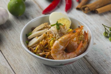 Malezya karides şehriye yakın çekim 