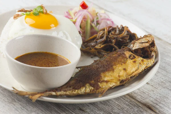 Fried Fish Rice Spices Curry — Stock Photo, Image