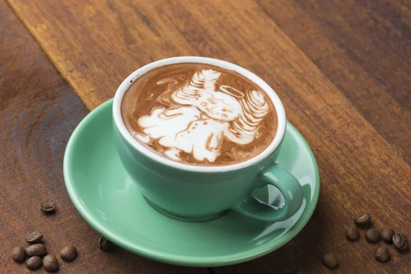 Engel Kaffee Kunst Mit Dunklem Hintergrund — Stockfoto