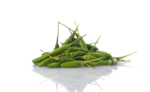 Small Green Chillies Isolated White Background — Stock Photo, Image