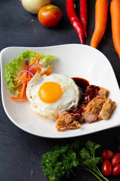 Penang Loh Bak Spicy Pork Rolls Egg Rice — Stock Photo, Image