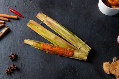 Meşhur Malezya yemeği otak otak yakın çekim