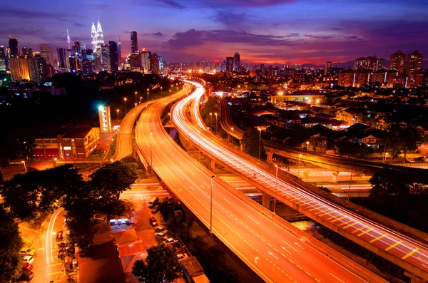 Skyline Der Stadt Kuala Lumpur Der Abenddämmerung Kuala Lumpur Malaysia — Stockfoto