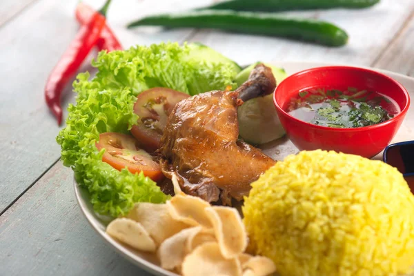 Tradizionale Stile Malese Pollo Riso Nasi Ayam — Foto Stock