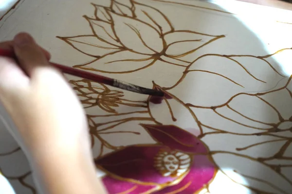 Primer Plano Pintura Arte Batik Malasia —  Fotos de Stock