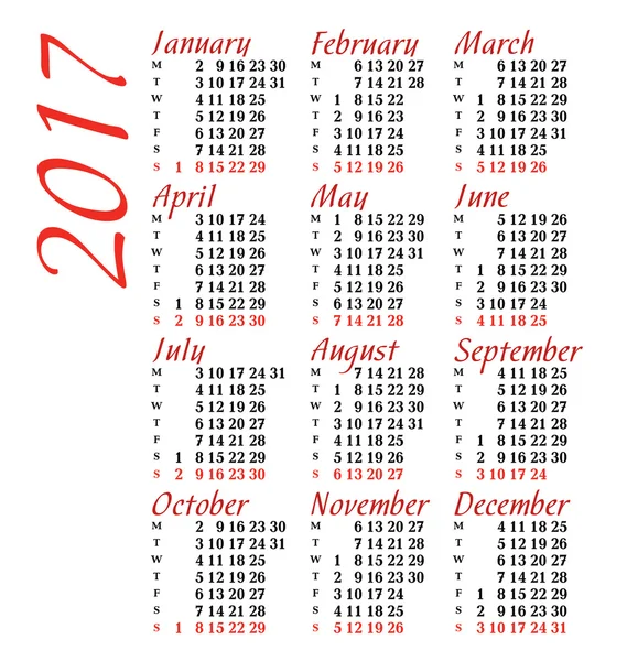 Calendar 2017 on background — Stock Vector