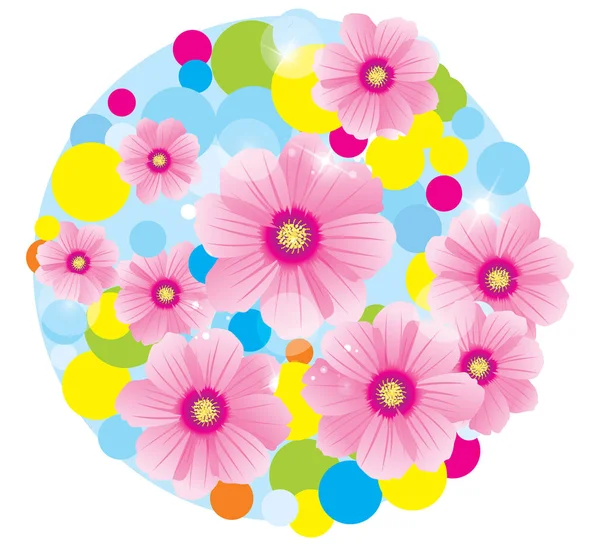 Rosa blommor i cirkel — Stock vektor