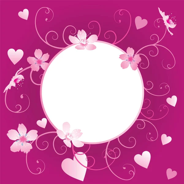 Rózsaszín Virágok Görbék Keret Romantikus Sablon — Stock Fotó