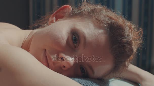 Portrait of woman during massage — Stock Video