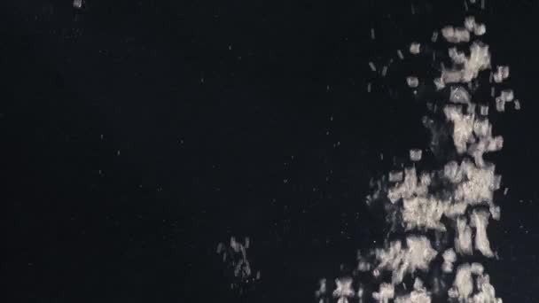 Blasen unter Wasser auf schwarzem Hintergrund — Stockvideo