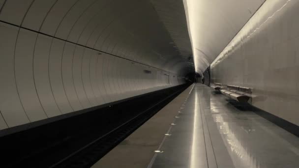 Los trenes en la estación de metro — Vídeos de Stock