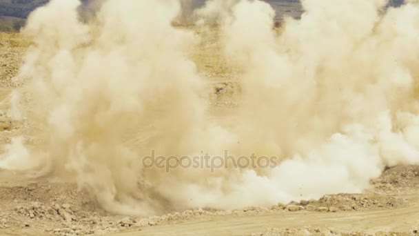 An explosion in a rock quarry — Stock Video