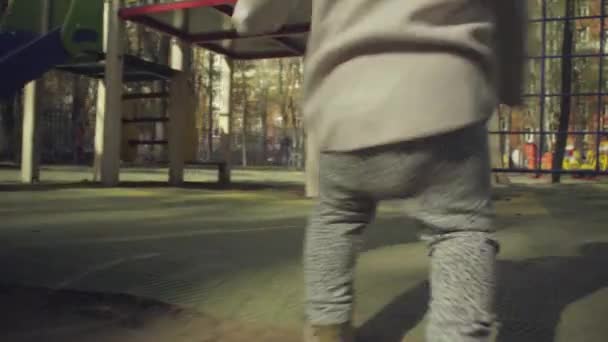 Een jong geitje wandelen op de binnenplaats — Stockvideo